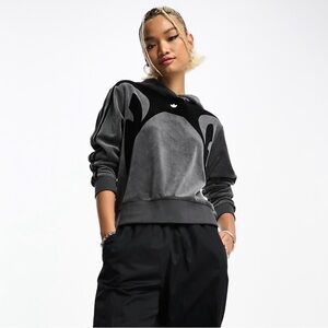 Adidas Originals velour hoodie in grey size XS